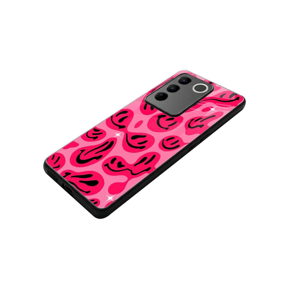 Acid Smiles Pink stylish phone case for vivo v27 5g | glossy glass and slim fit