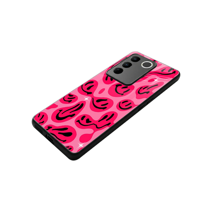 Acid Smiles Pink stylish phone case for vivo v27 5g | glossy glass and slim fit