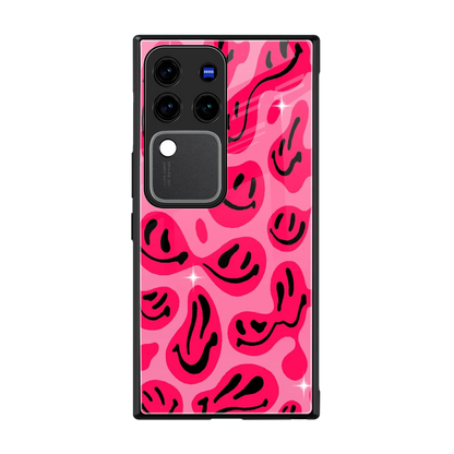 Acid Smiles Pink back phone cover | glass case forvivo v30 pro