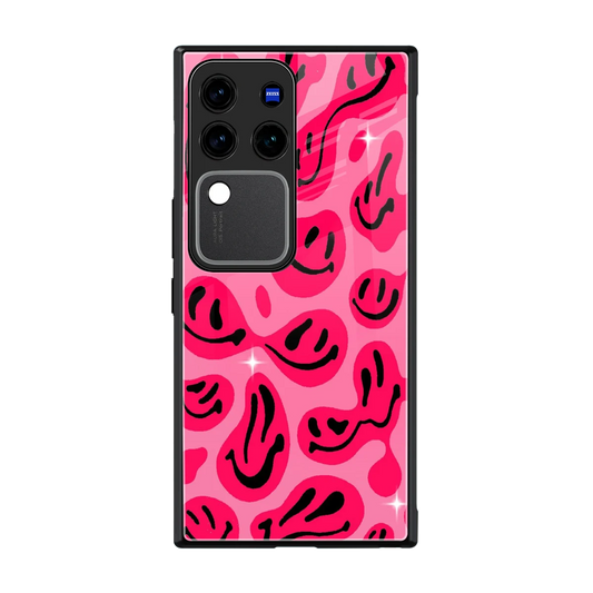 Acid Smiles Pink back phone cover | glass case forvivo v30 pro