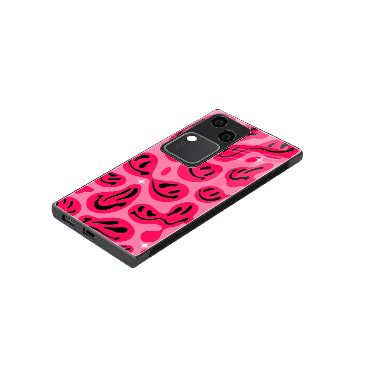 Acid Smiles Pink stylish phone case for vivo v30 | glossy glass and slim fit