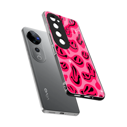 Acid Smiles Pink sleek vivo v40 pro cover with tempered glass back and TPU edges