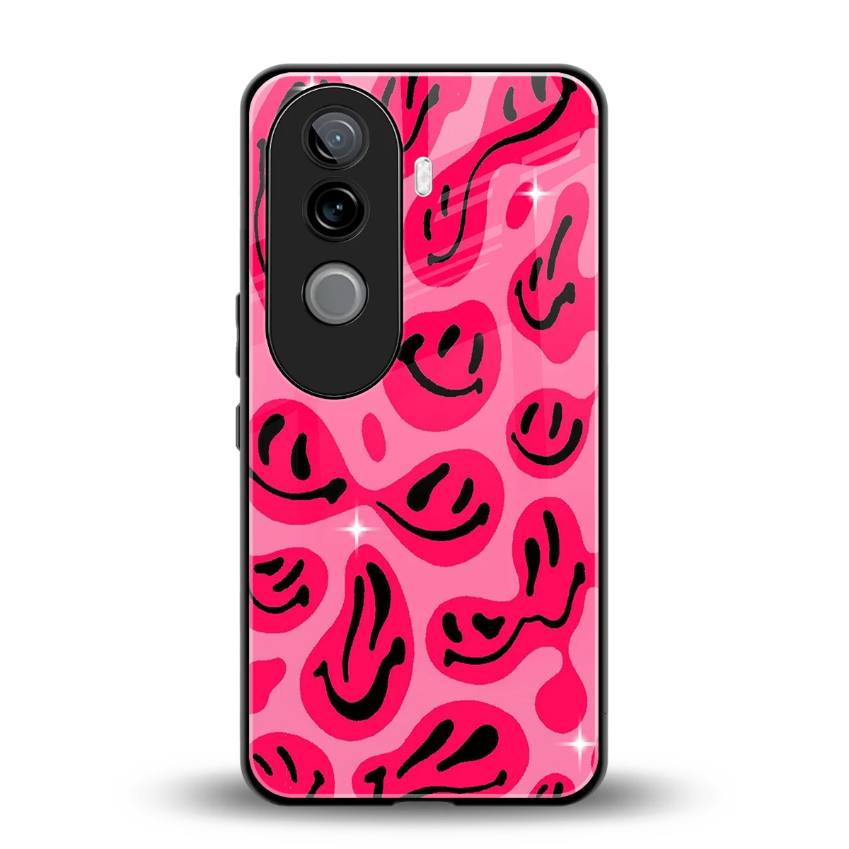 Acid Smiles Pink back phone cover | glass case for vivo v40e