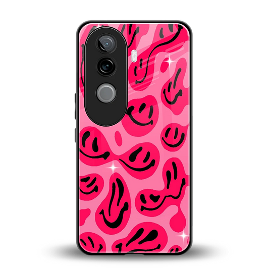 Acid Smiles Pink back phone cover | glass case for vivo v40e