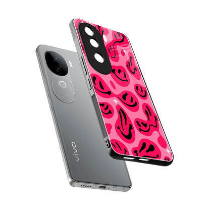 Acid Smiles Pink sleek vivo v40e cover with tempered glass back and TPU edges