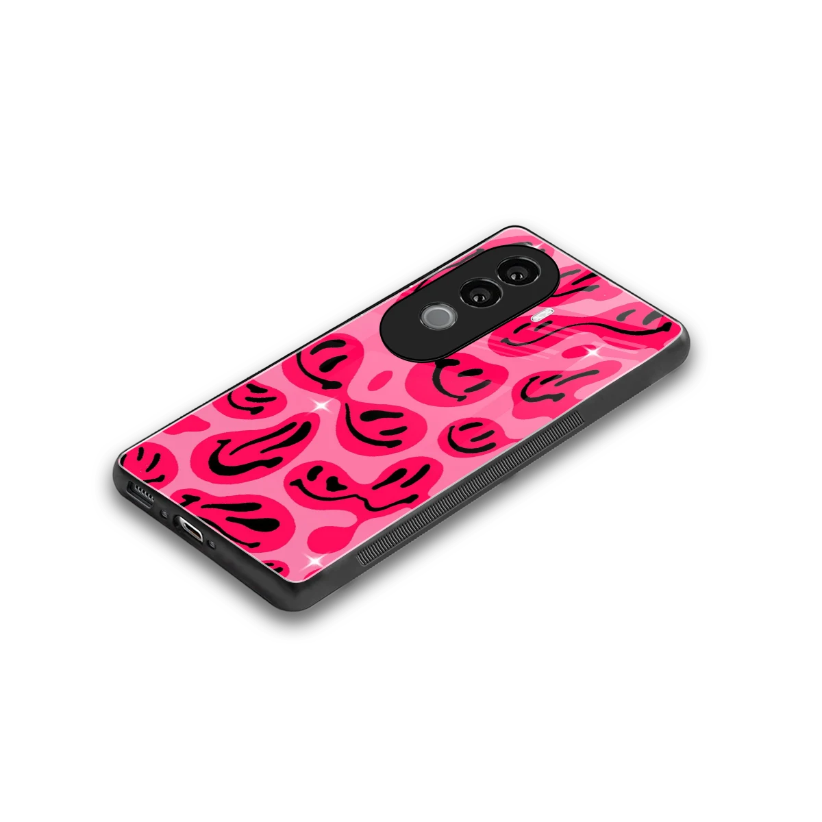 Acid Smiles Pink stylish phone case for vivo v40e | glossy glass and slim fit
