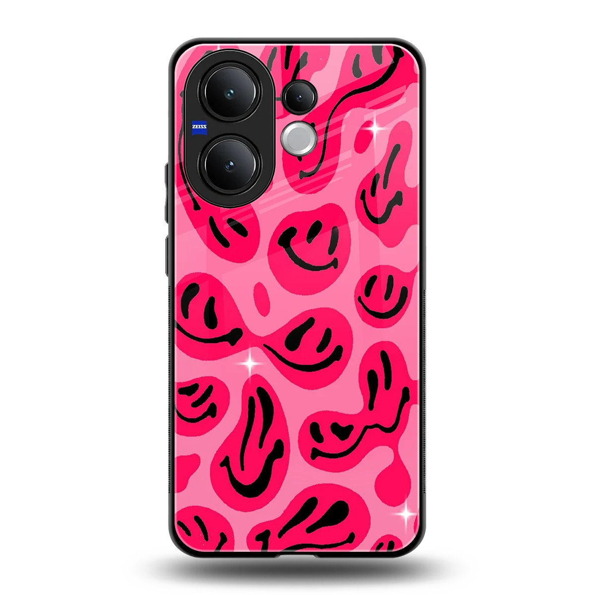 Acid Smiles Pink back phone cover | glass case for vivo v60