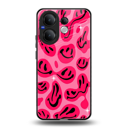 Acid Smiles Pink back phone cover | glass case for vivo v60