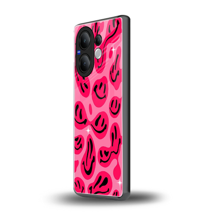 Acid Smiles Pink vivo v60 mobile cover | shockproof glass phone case