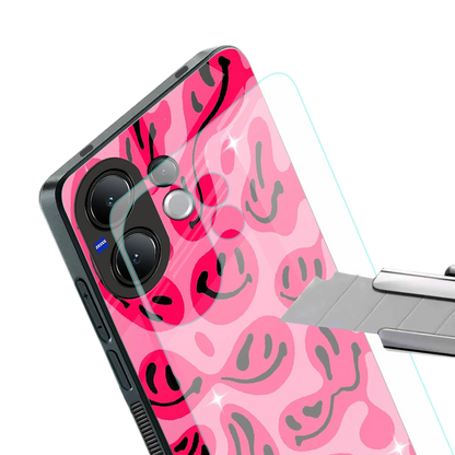 Acid Smiles Pink stylish phone case for vivo v60 | glossy glass and slim fit
