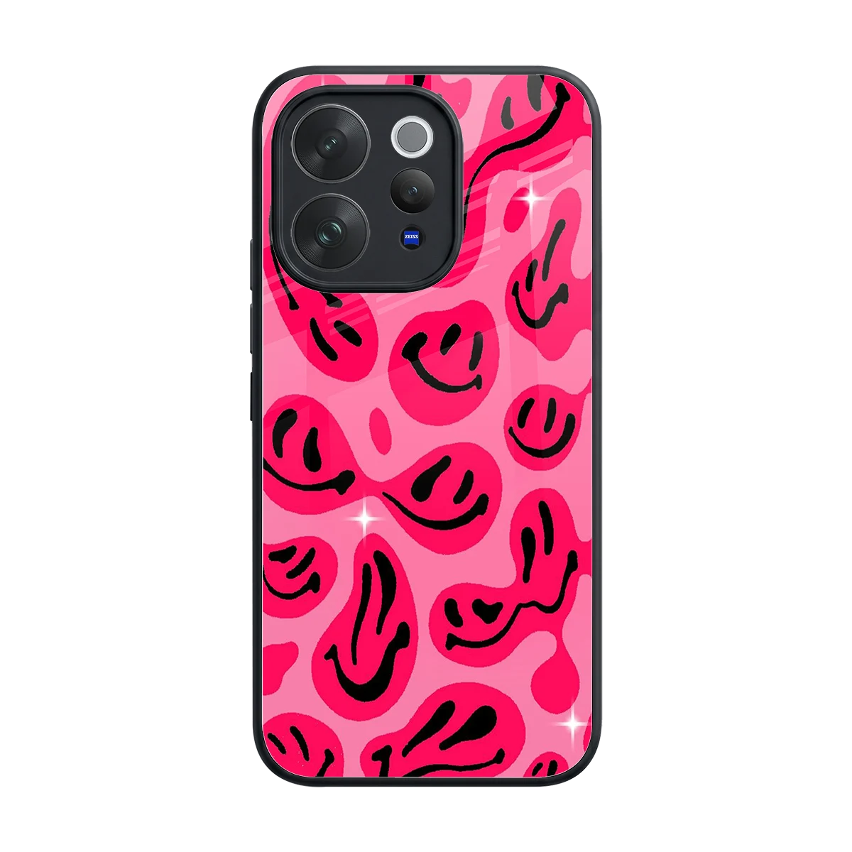 Acid Smiles Pink back phone cover | glass case for vivo v70