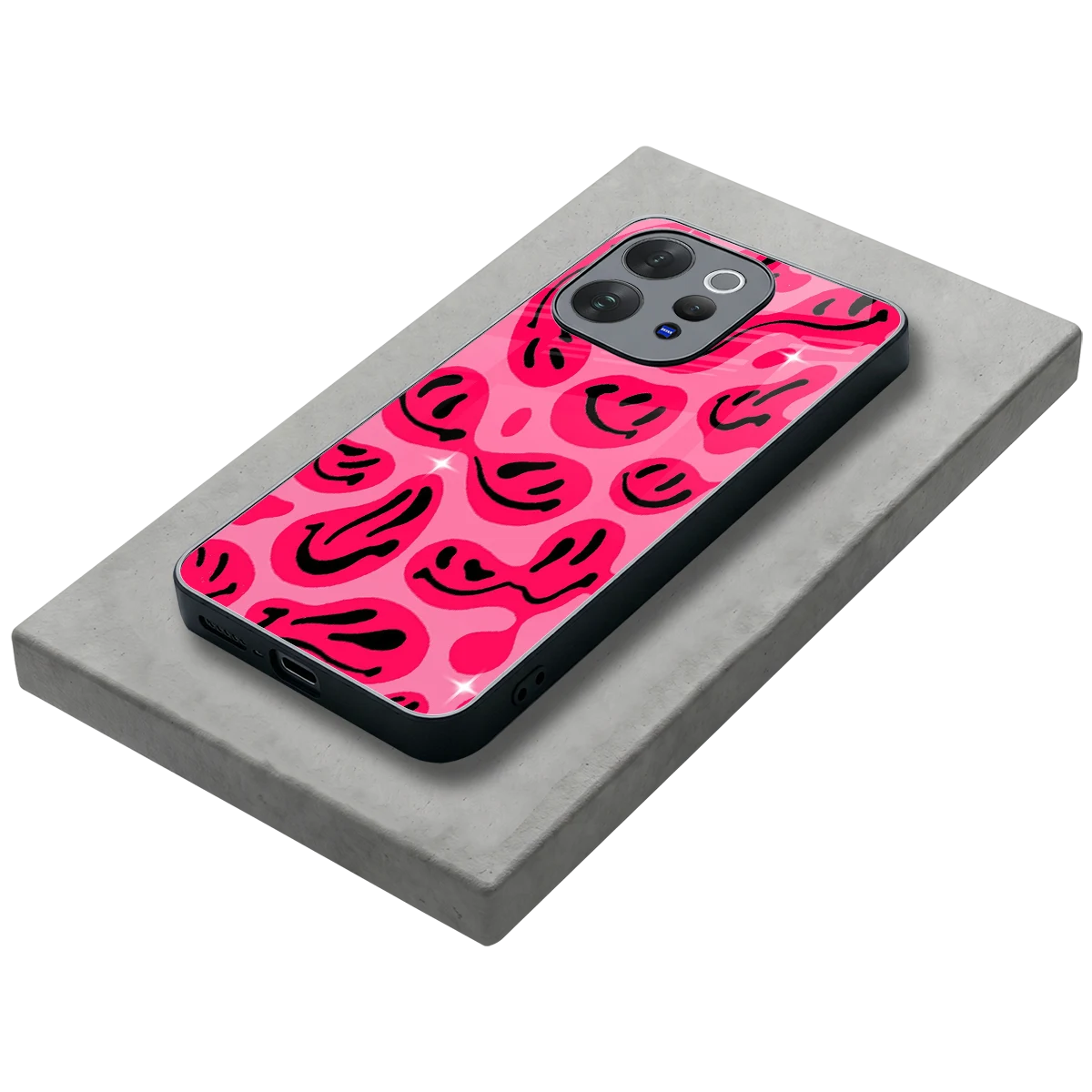 Acid Smiles Pink stylish phone case for vivo v70 | glossy glass and slim fit