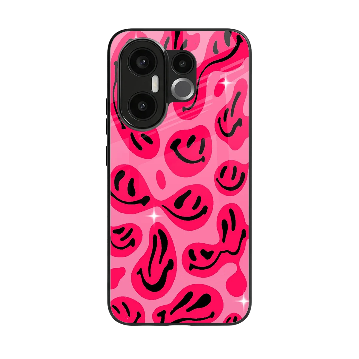 Acid Smiles Pink back phone cover | glass case for vivo x200 fe