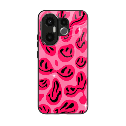 Acid Smiles Pink back phone cover | glass case for vivo x200 fe