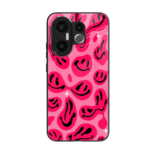 Acid Smiles Pink back phone cover | glass case for vivo x200 fe