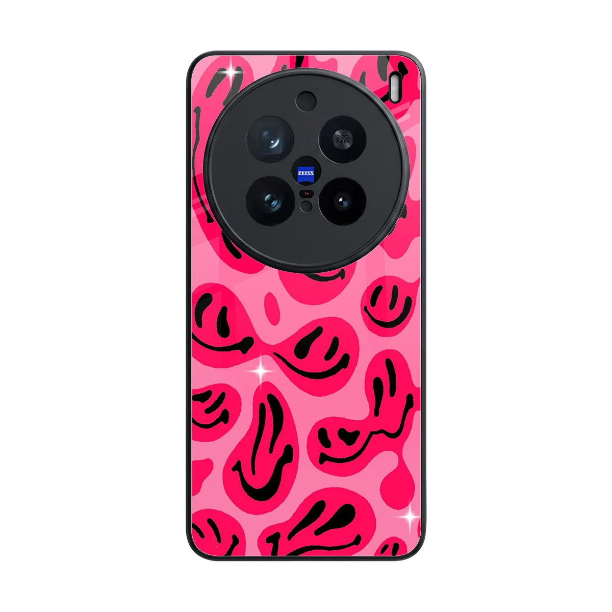Acid Smiles Pink back phone cover | glass case for vivo x200 pro