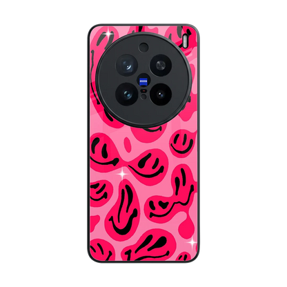 Acid Smiles Pink back phone cover | glass case for vivo x200 pro