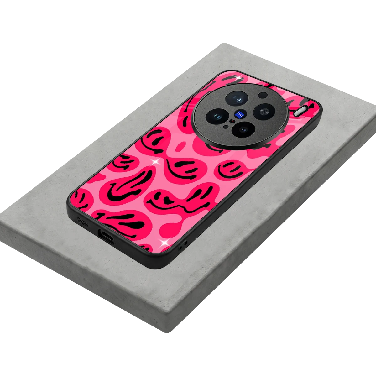 Acid Smiles Pink stylish phone case for vivo x200 pro | glossy glass and slim fit