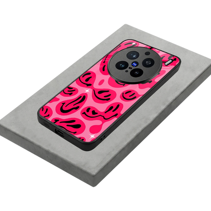 Acid Smiles Pink stylish phone case for vivo x200 pro | glossy glass and slim fit