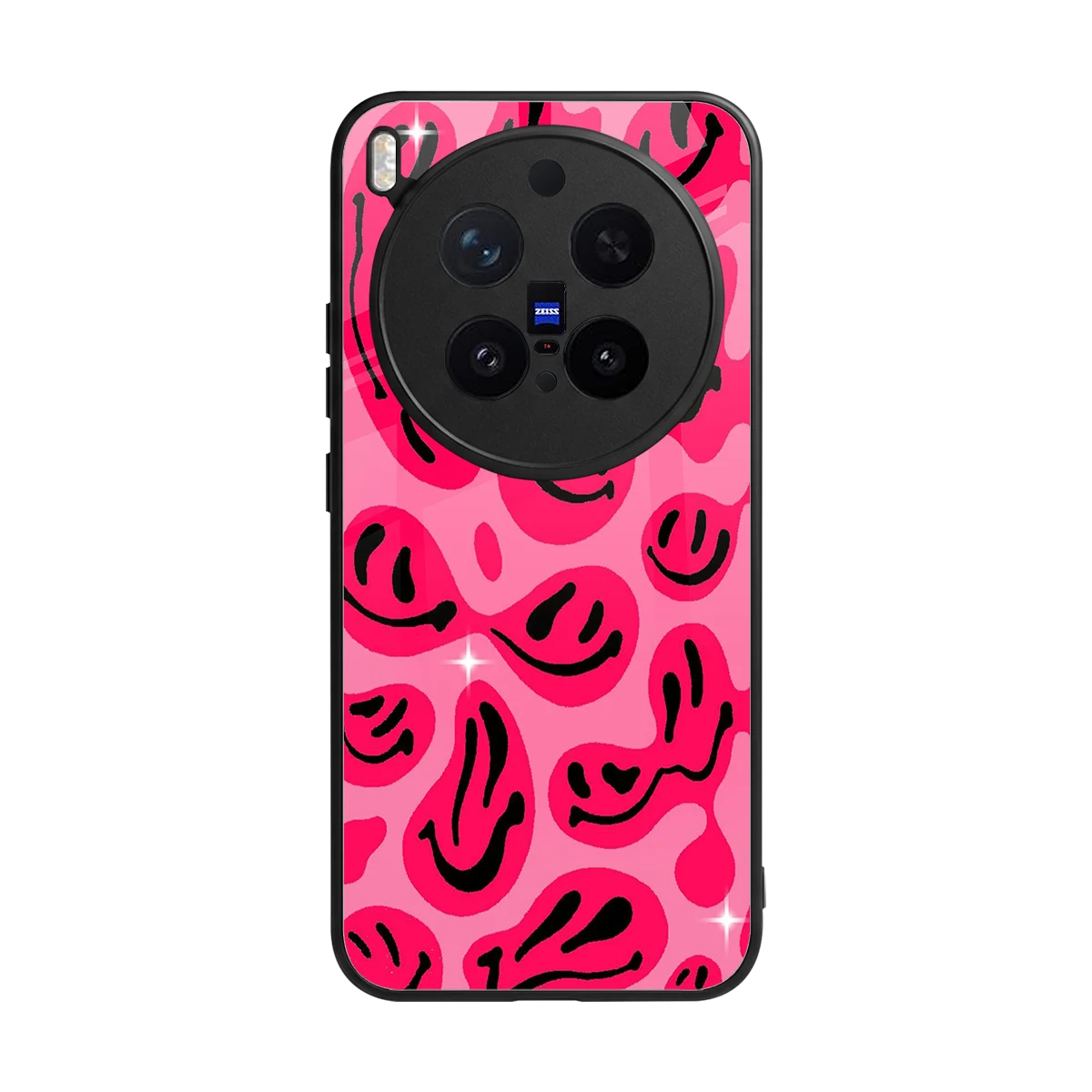 Acid Smiles Pink back phone cover | glass case for vivo x300 pro
