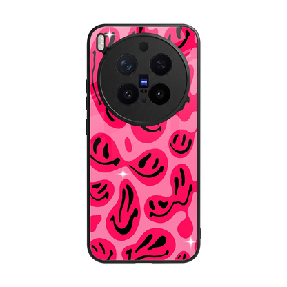 Acid Smiles Pink back phone cover | glass case for vivo x300 pro
