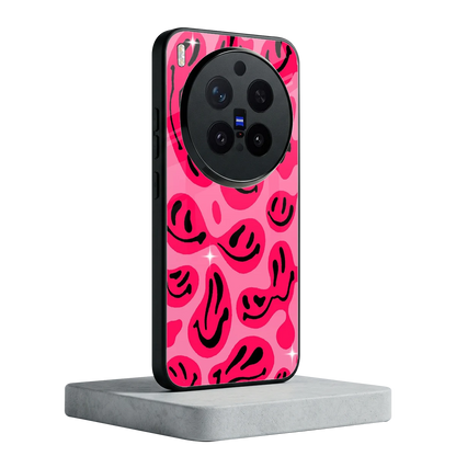Acid Smiles Pink vivo x300 pro mobile cover | shockproof glass phone case