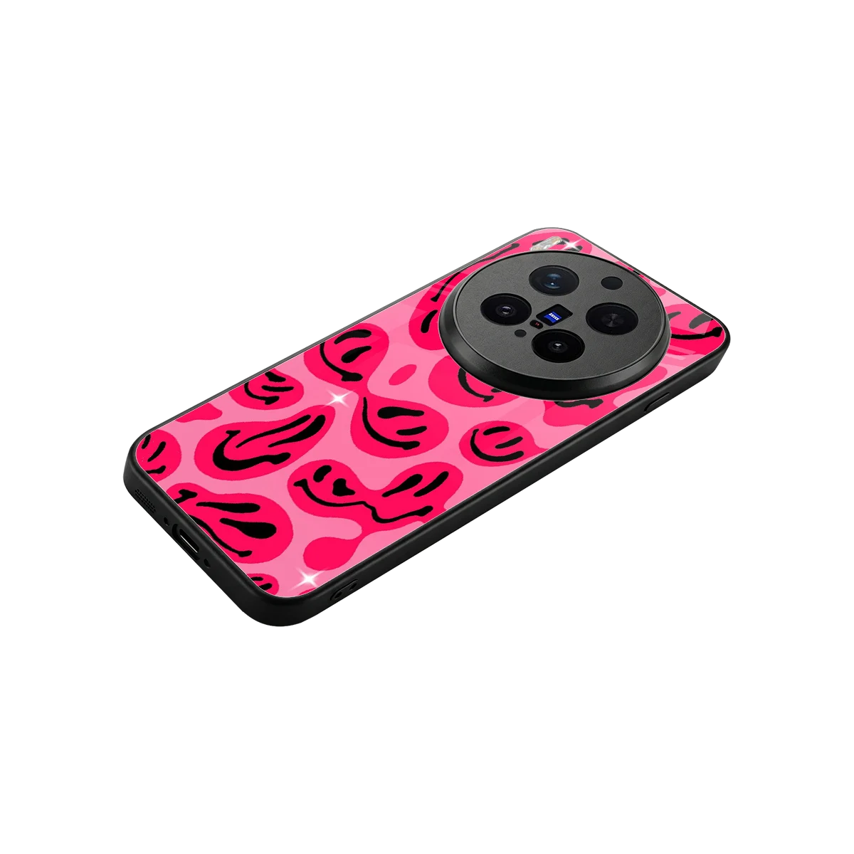 Acid Smiles Pink stylish phone case for vivo x300 pro | glossy glass and slim fit