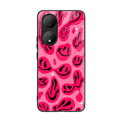 Acid Smiles Pink back phone cover | glass case for Vivo-y100