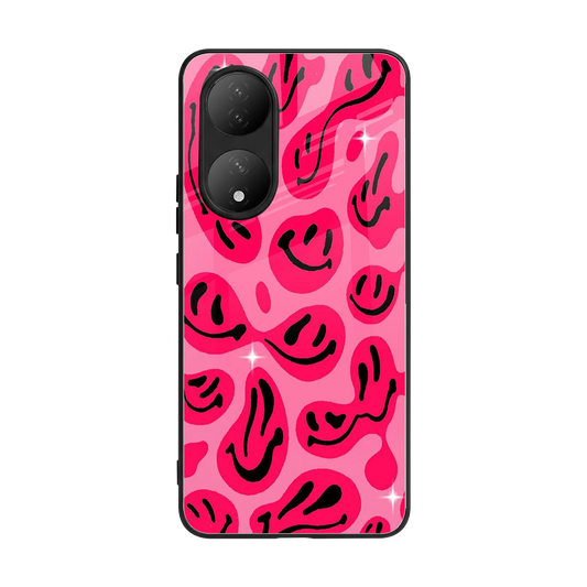 Acid Smiles Pink back phone cover | glass case for Vivo-y100
