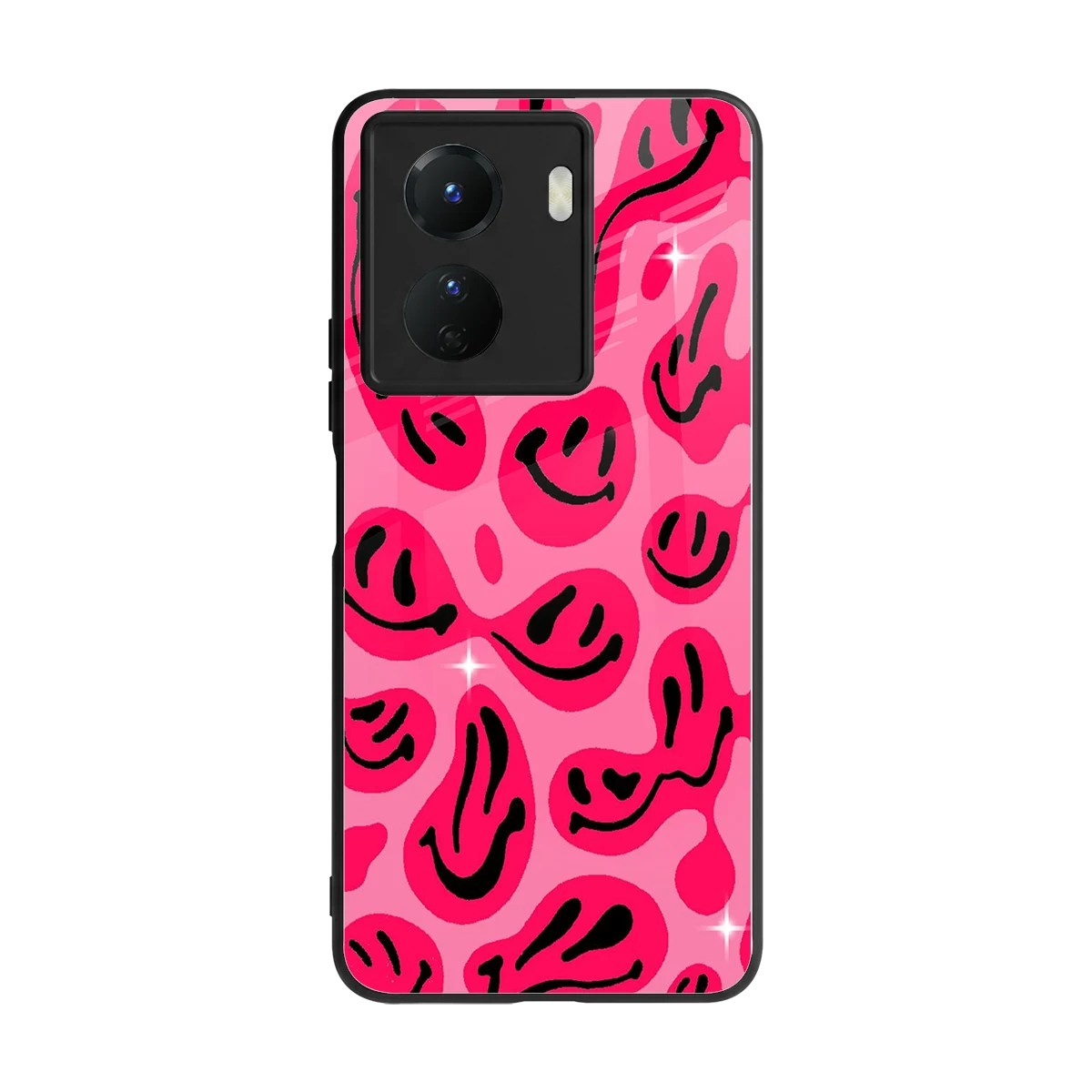 Acid Smiles Pink back phone cover | glass case for vivo y16