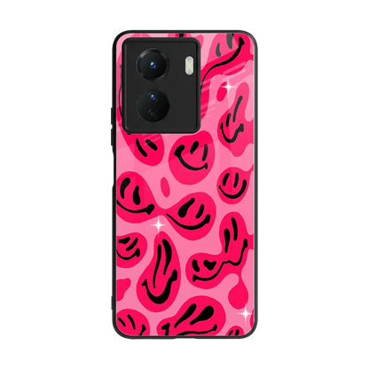 Acid Smiles Pink back phone cover | glass case for vivo y16