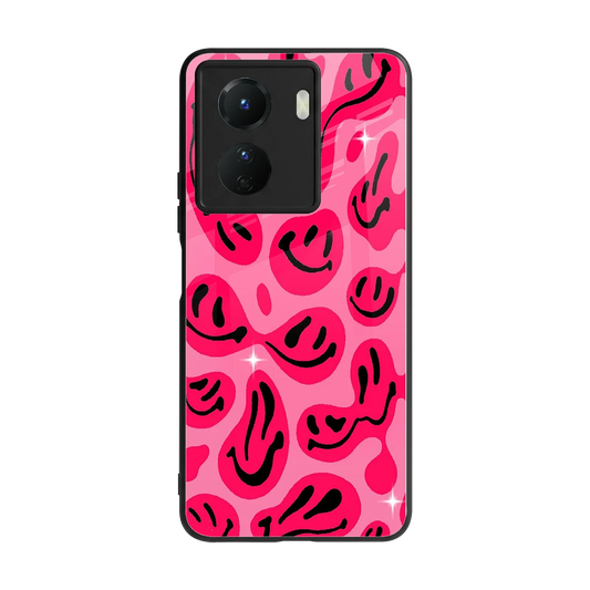 Acid Smiles Pink back phone cover | glass case for vivo y16