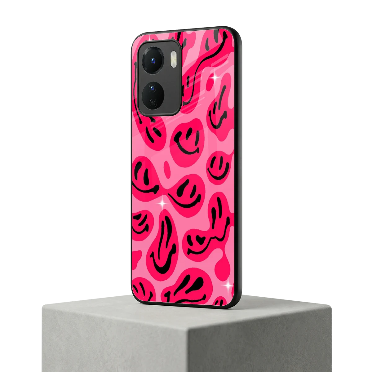 Acid Smiles Pink vivo y16 mobile cover | shockproof glass phone case