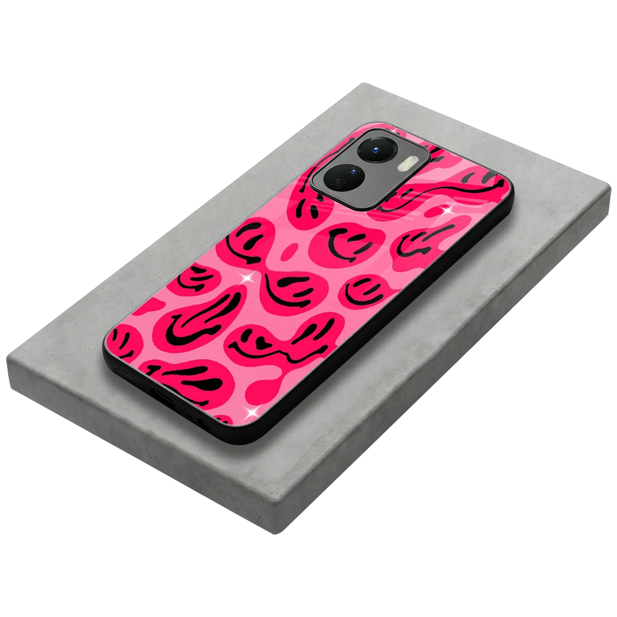 Acid Smiles Pink stylish phone case for vivo y16 | glossy glass and slim fit