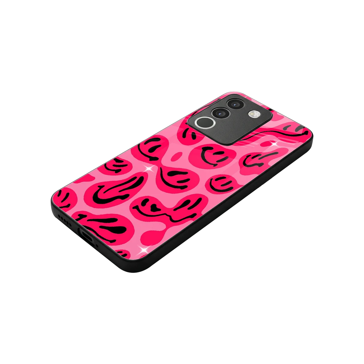 Acid Smiles Pink stylish phone case for vivo y200 5g | glossy glass and slim fit