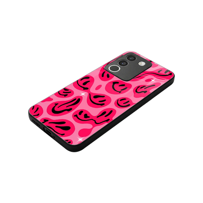 Acid Smiles Pink stylish phone case for vivo y200 5g | glossy glass and slim fit