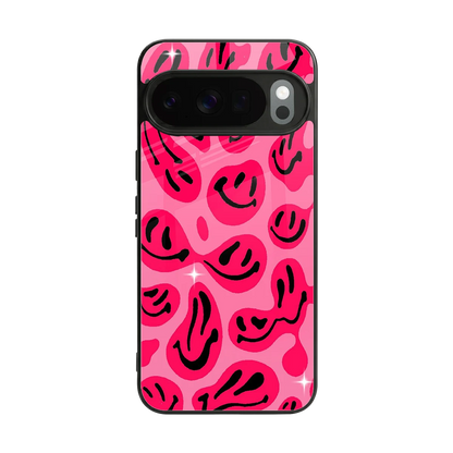 Acid Smiles Pink back phone cover | glass case for google pixel 10 pro