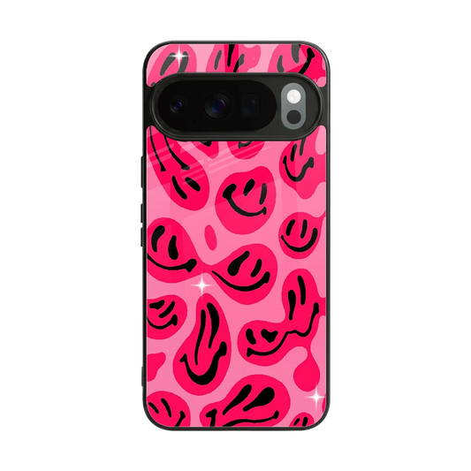 Acid Smiles Pink back phone cover | glass case for google pixel 10 pro