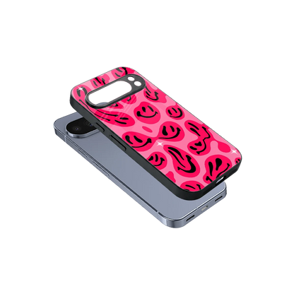 Acid Smiles Pink sleek google pixel 10 pro cover with tempered glass back and TPU edges