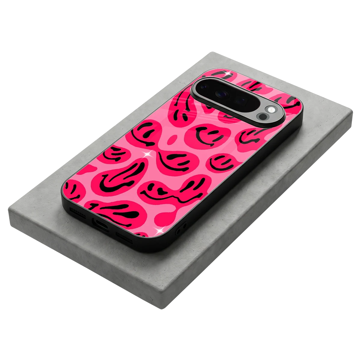 Acid Smiles Pink stylish phone case for google pixel 10 pro | glossy glass and slim fit