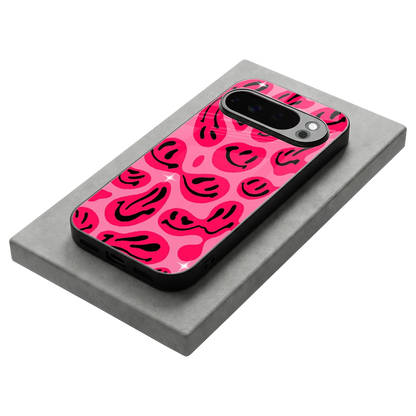 Acid Smiles Pink stylish phone case for google pixel 10 pro | glossy glass and slim fit