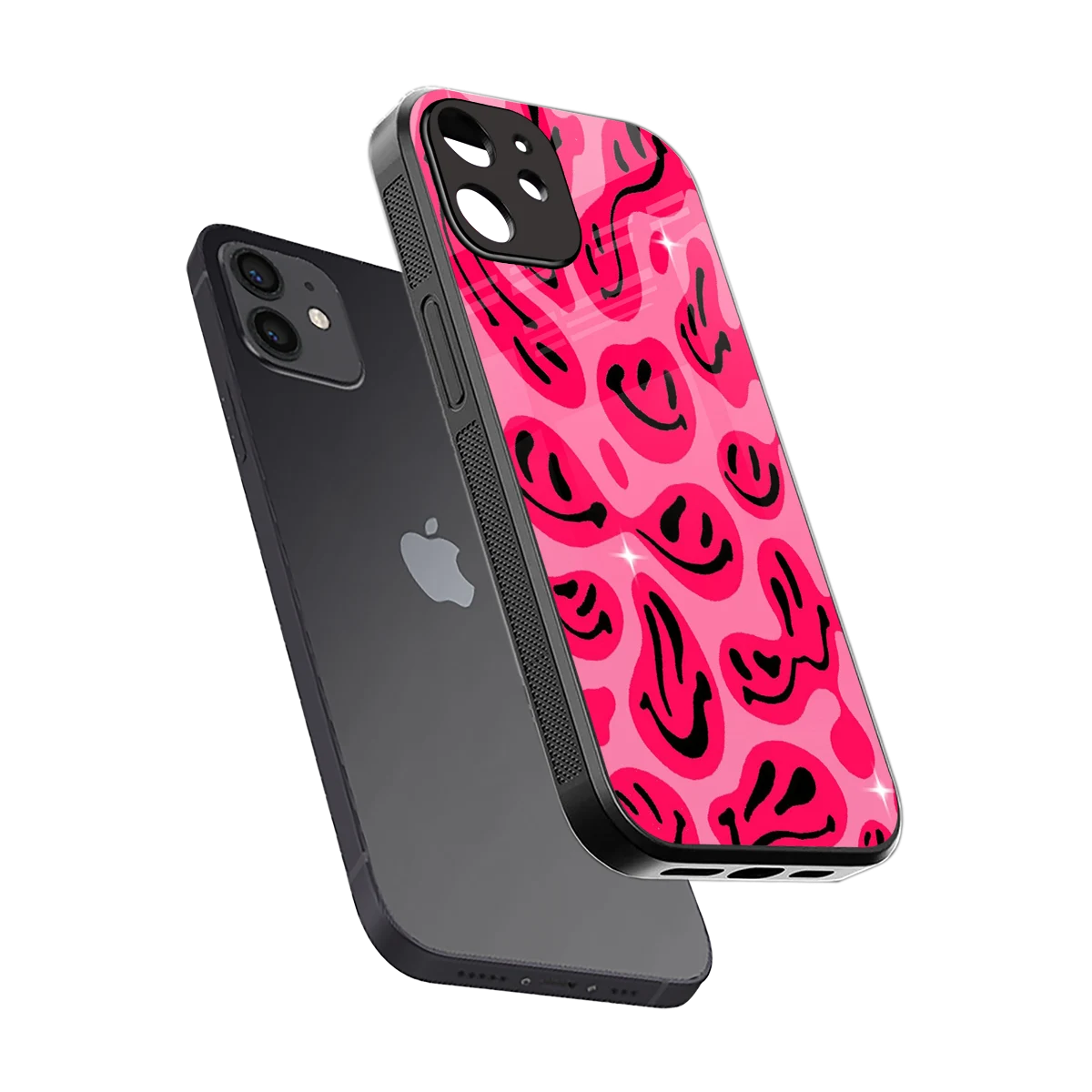 Acid Smiles Pink sleek iphone 11 cover with tempered glass back and TPU edges