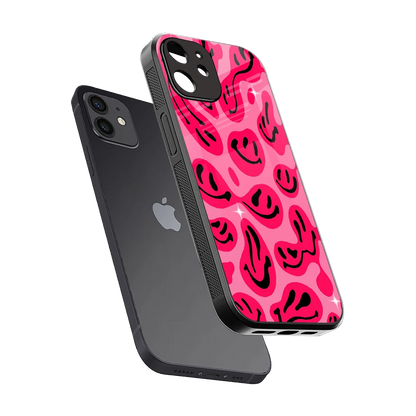 Acid Smiles Pink sleek iphone 11 cover with tempered glass back and TPU edges