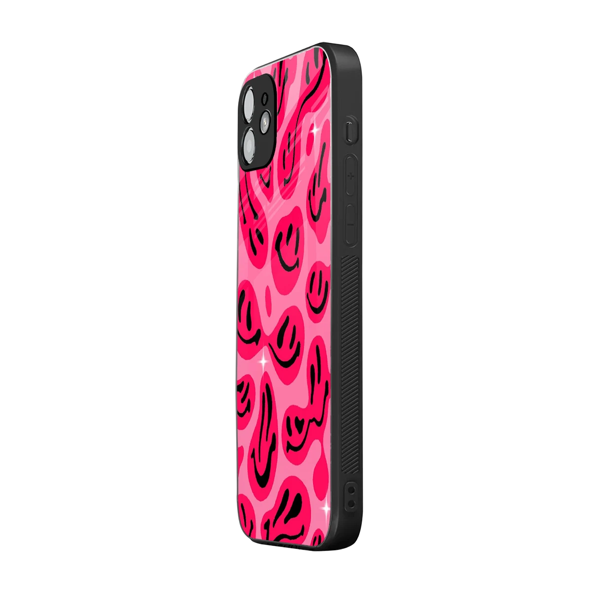 Acid Smiles Pink iphone 12 mobile cover | shockproof glass phone case