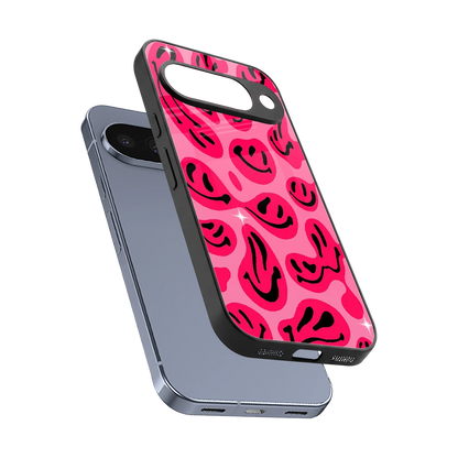 Acid Smiles Pink sleek google pixel 10 cover with tempered glass back and TPU edges