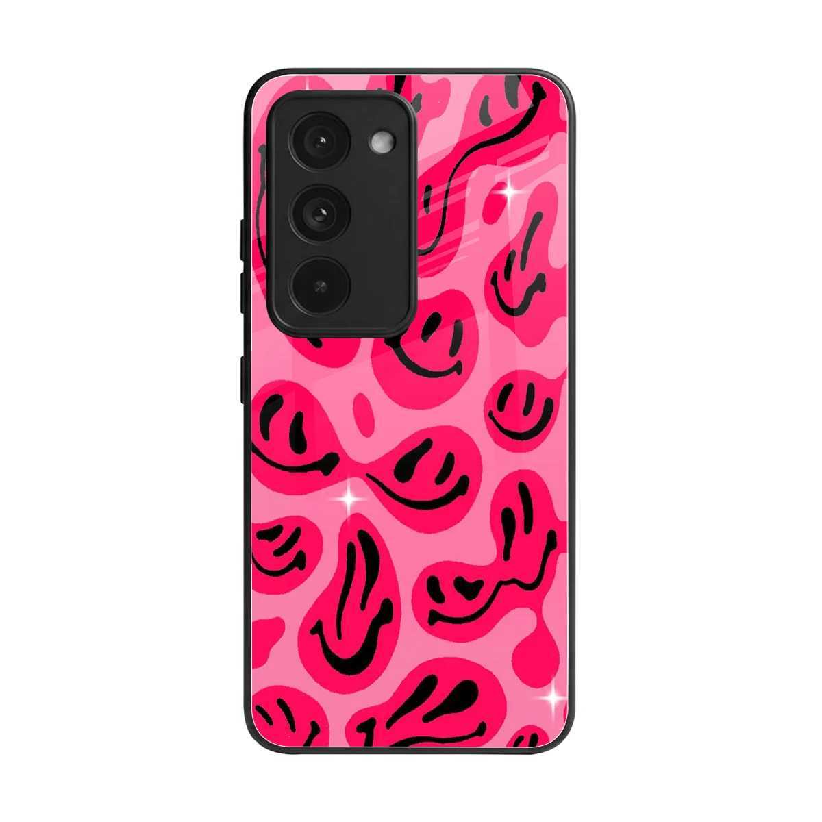 Acid Smiles Pink back phone cover | glass case for redmi 15 5g