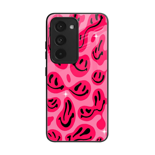 Acid Smiles Pink back phone cover | glass case for redmi 15 5g