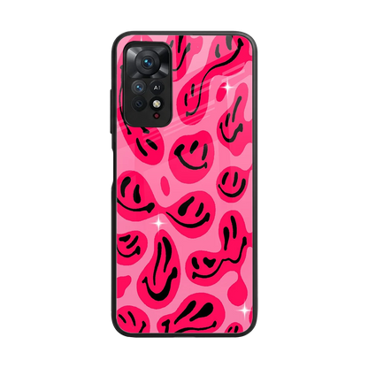 Acid Smiles Pink back phone cover | glass case for redmi note 11 pro