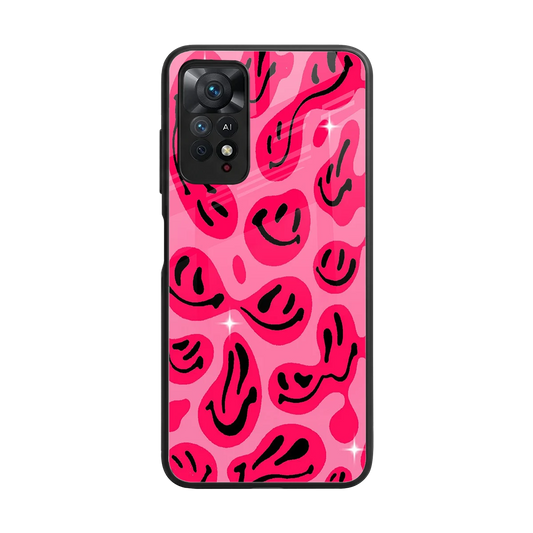 Acid Smiles Pink back phone cover | glass case for redmi note 11 pro