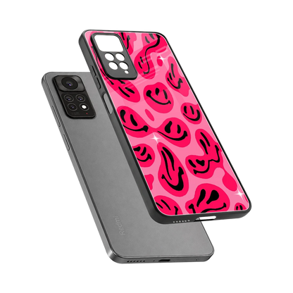Acid Smiles Pink sleek redmi note 11 pro cover with tempered glass back and TPU edges